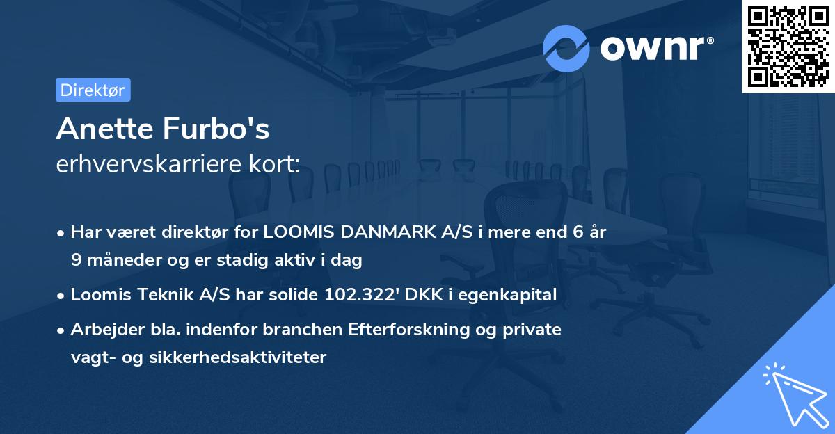Anette Furbo's erhvervskarriere kort