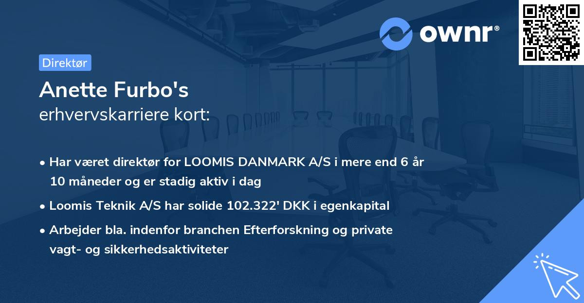 Anette Furbo's erhvervskarriere kort