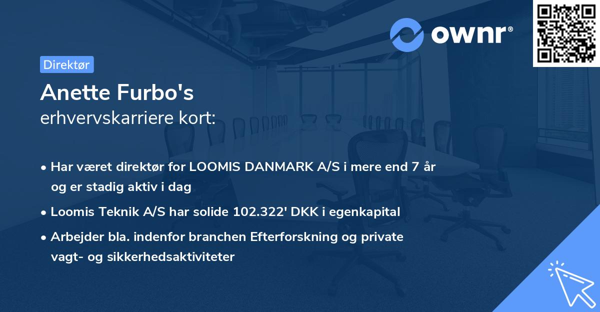 Anette Furbo's erhvervskarriere kort