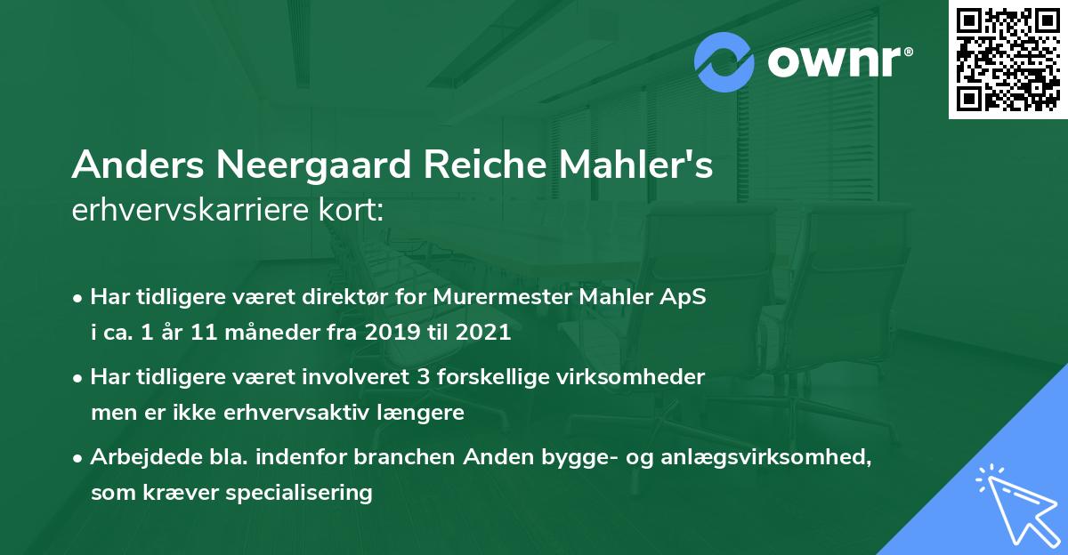 Anders Neergaard Reiche Mahler's erhvervskarriere kort