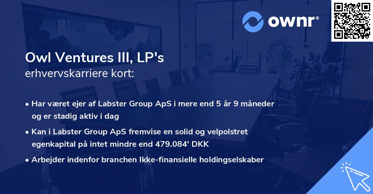 Owl Ventures III, LP's erhvervskarriere kort