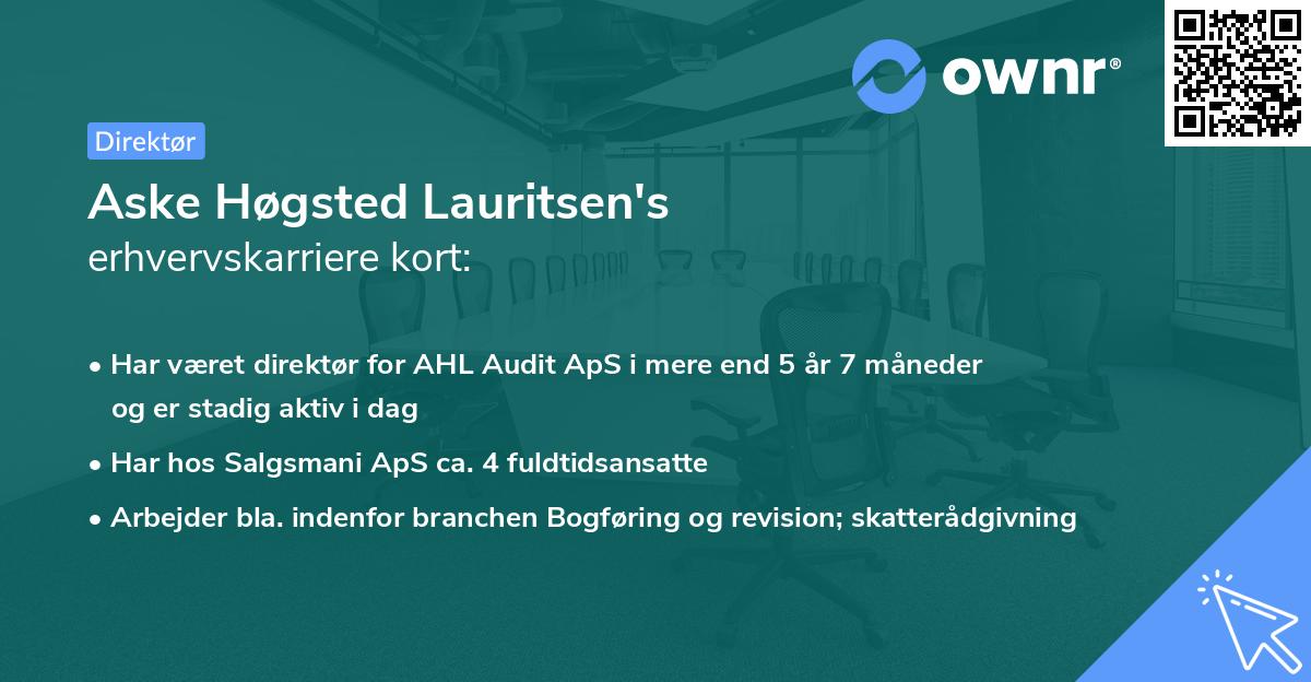 Aske Høgsted Lauritsen's erhvervskarriere kort