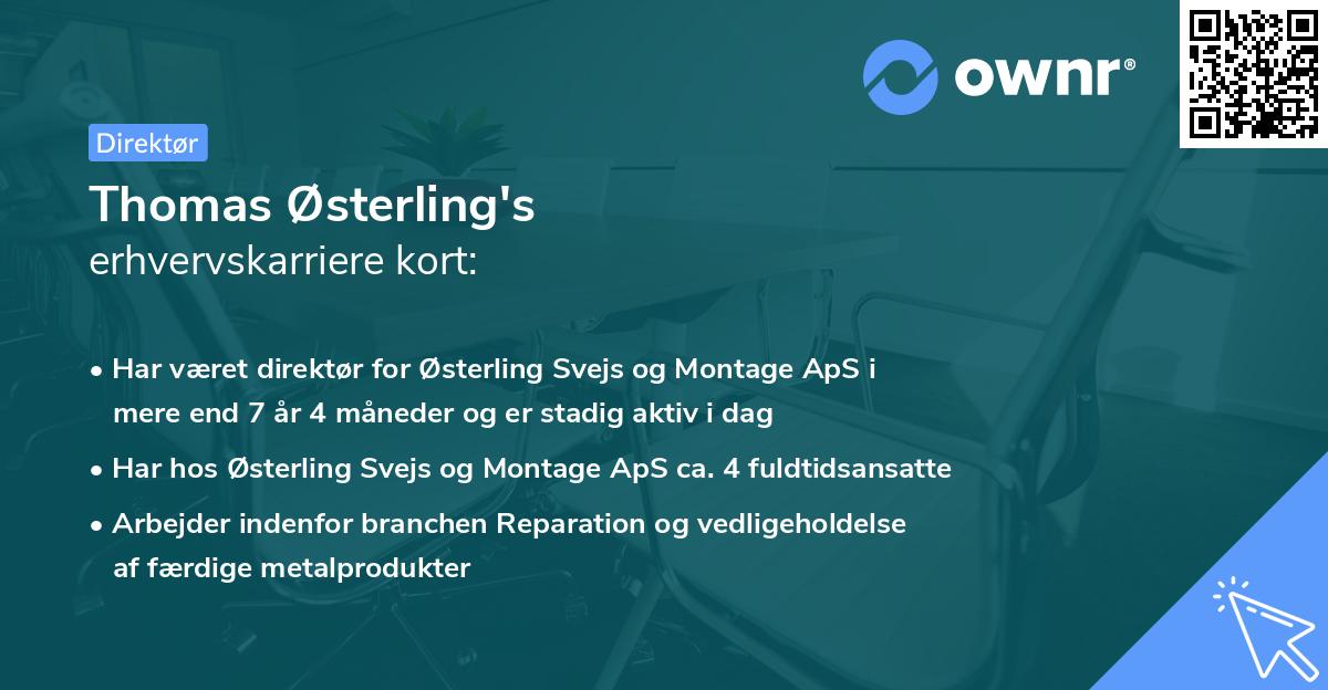 Thomas Østerling's erhvervskarriere kort