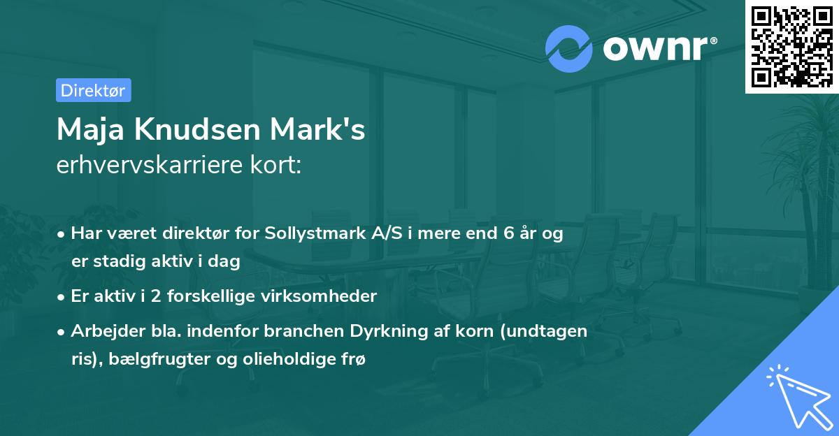 Maja Knudsen Mark's erhvervskarriere kort