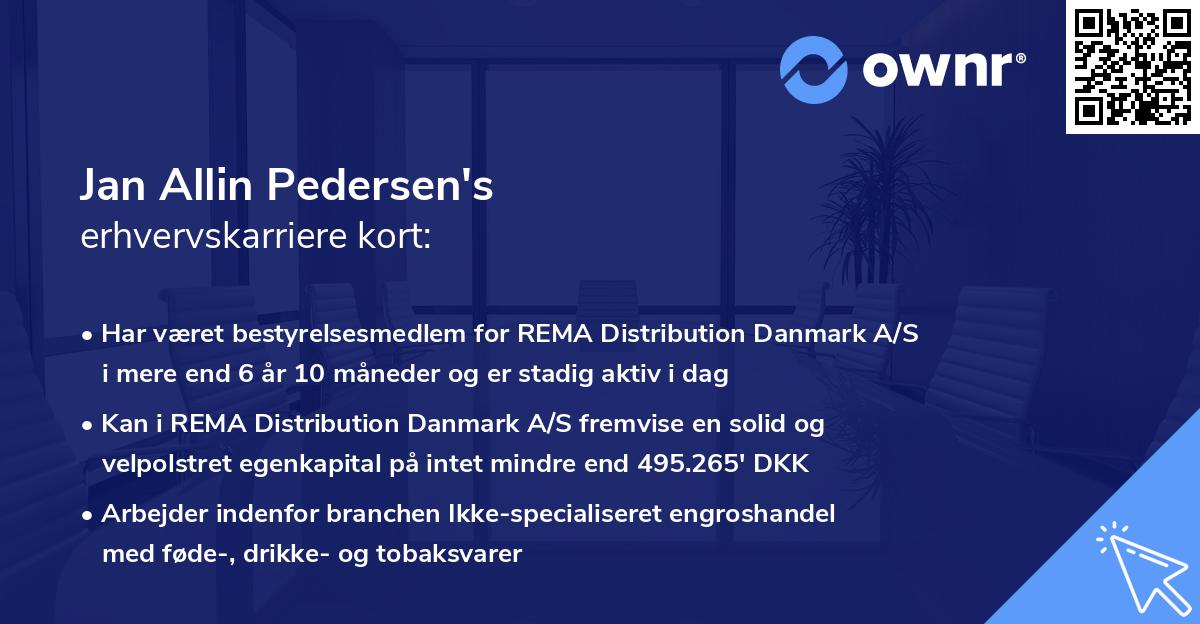 Jan Allin Pedersen's erhvervskarriere kort