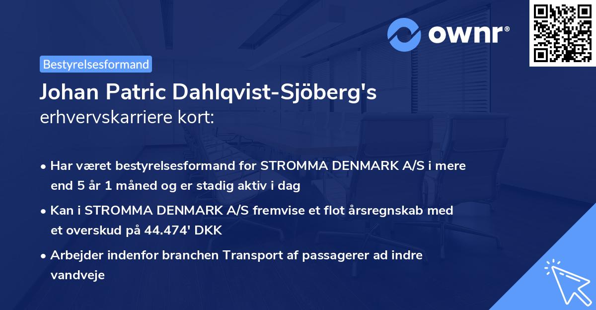 Johan Patric Dahlqvist-Sjöberg's erhvervskarriere kort
