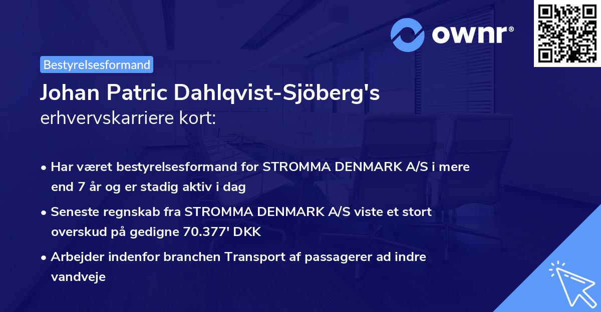 Johan Patric Dahlqvist-Sjöberg's erhvervskarriere kort