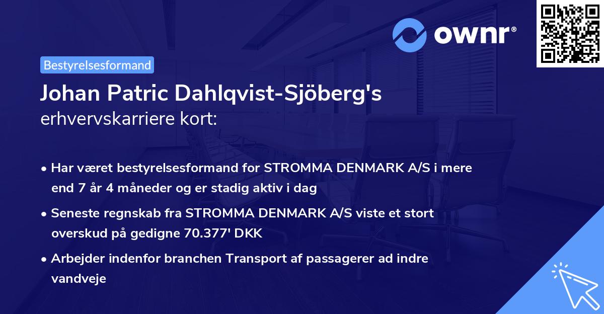 Johan Patric Dahlqvist-Sjöberg's erhvervskarriere kort