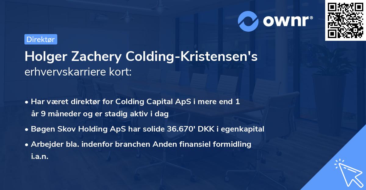 Holger Zachery Colding-Kristensen's erhvervskarriere kort