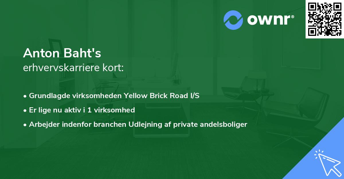 Anton Baht's erhvervskarriere kort