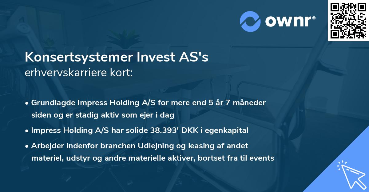 Konsertsystemer Invest AS's erhvervskarriere kort