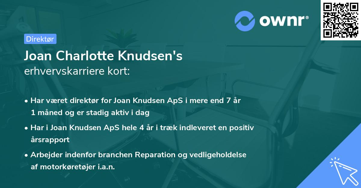 Joan Charlotte Knudsen's erhvervskarriere kort