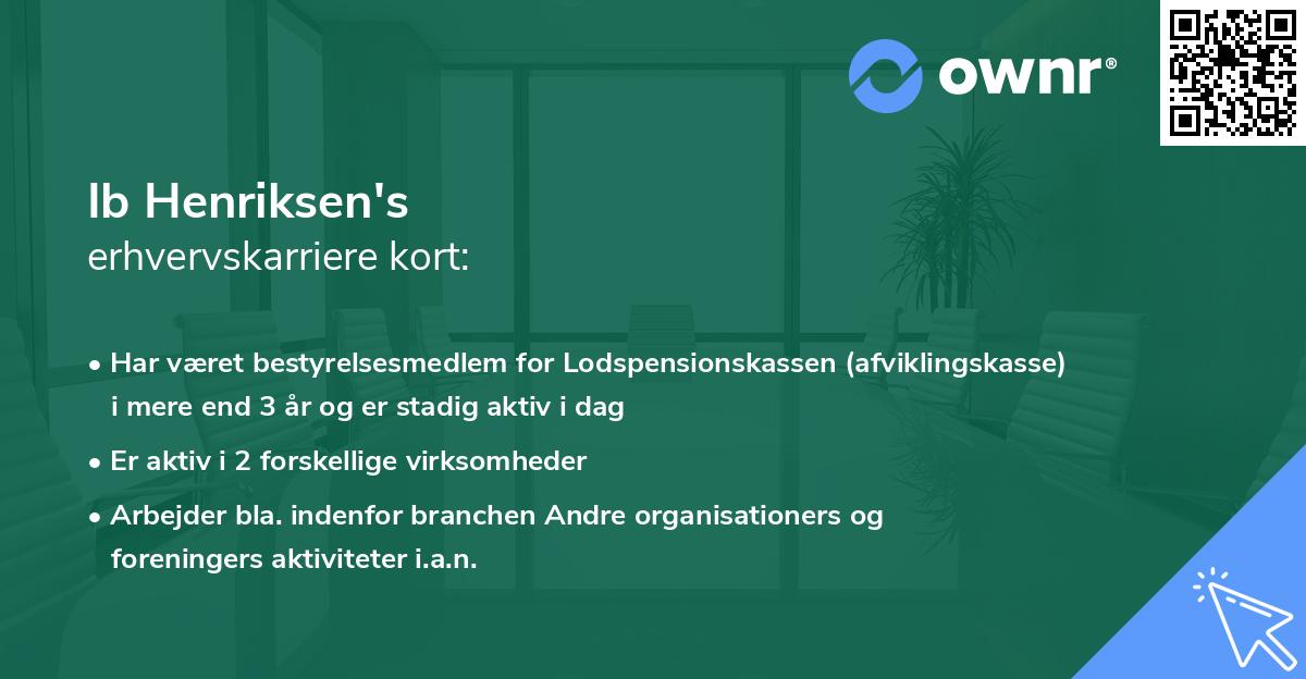 Ib Henriksen's erhvervskarriere kort