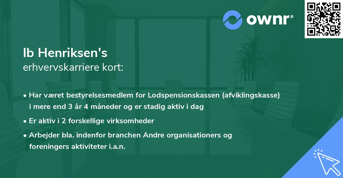 Ib Henriksen's erhvervskarriere kort