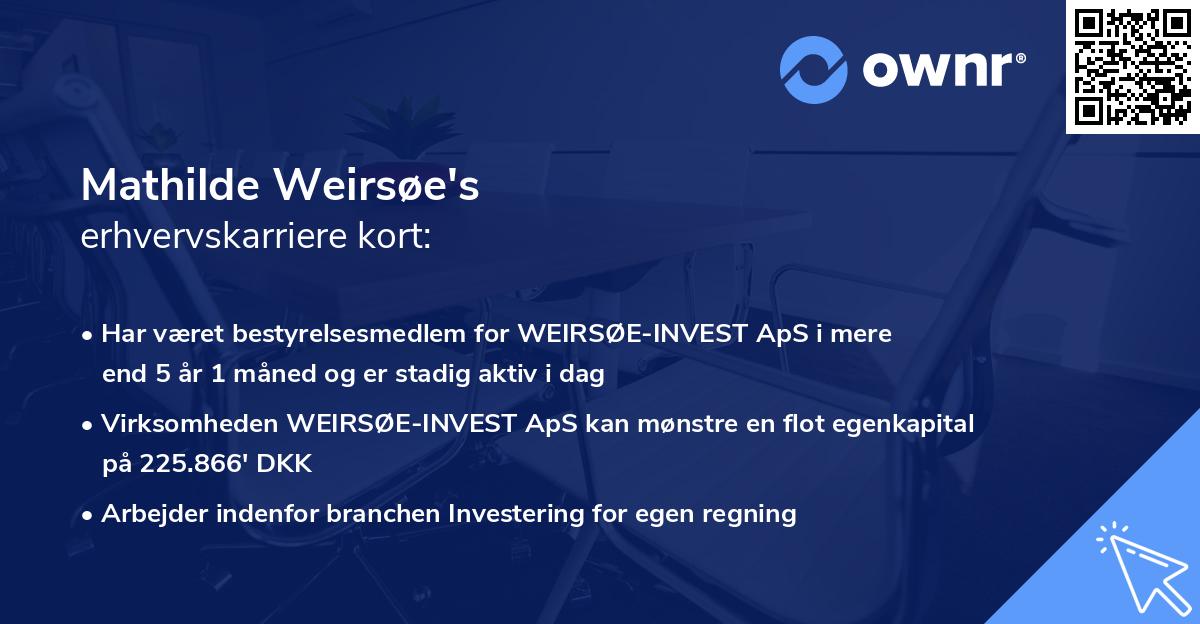 Mathilde Weirsøe's erhvervskarriere kort