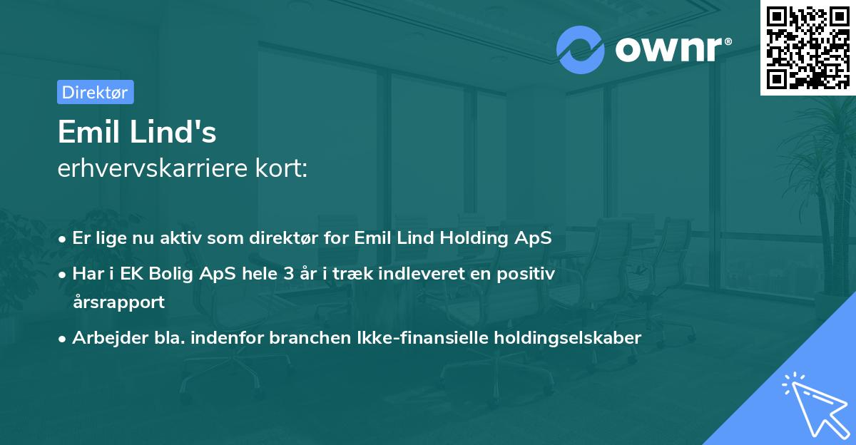 Emil Lind's erhvervskarriere kort