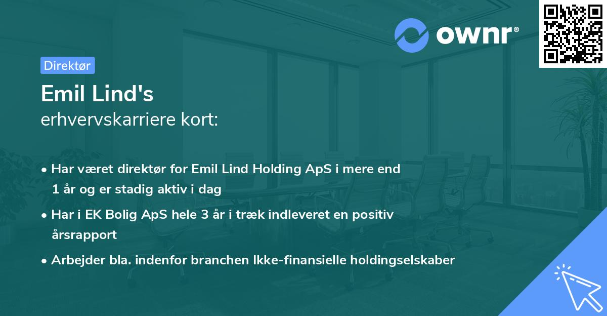 Emil Lind's erhvervskarriere kort
