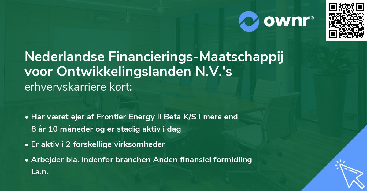 Nederlandse Financierings-Maatschappij voor Ontwikkelingslanden N.V.'s erhvervskarriere kort