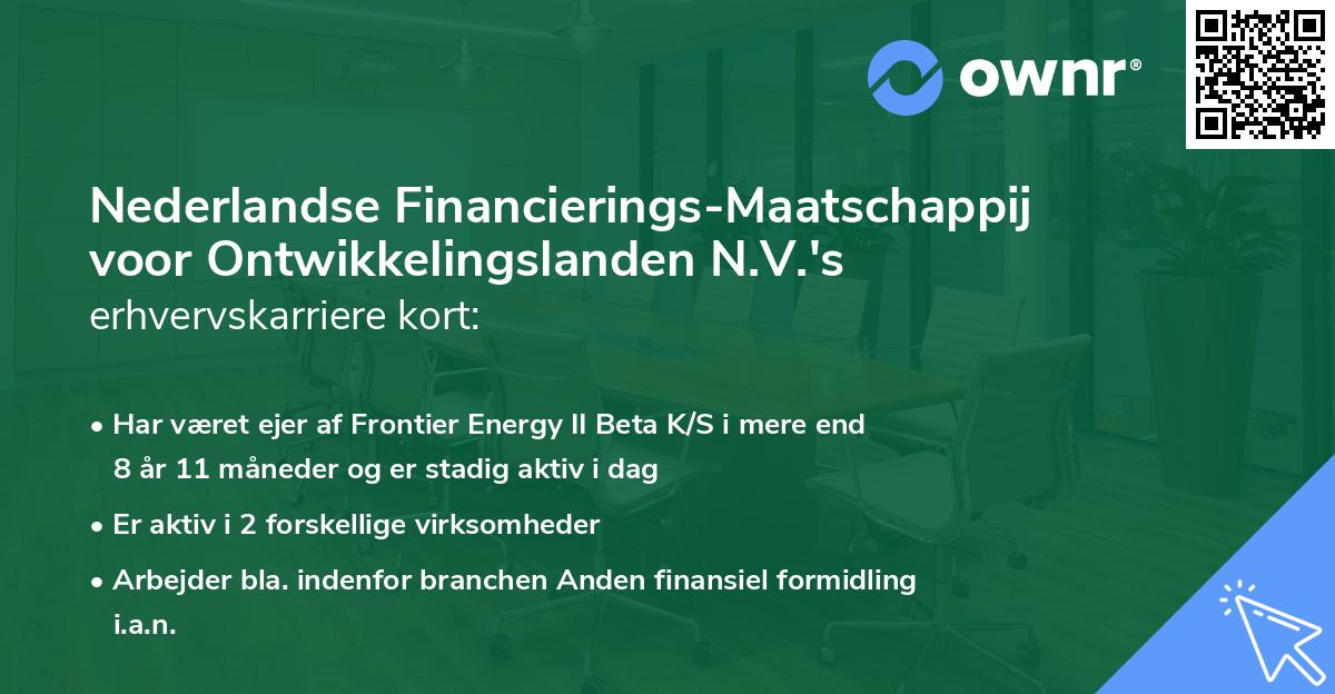 Nederlandse Financierings-Maatschappij voor Ontwikkelingslanden N.V.'s erhvervskarriere kort