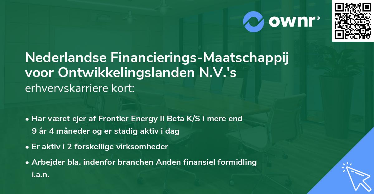 Nederlandse Financierings-Maatschappij voor Ontwikkelingslanden N.V.'s erhvervskarriere kort