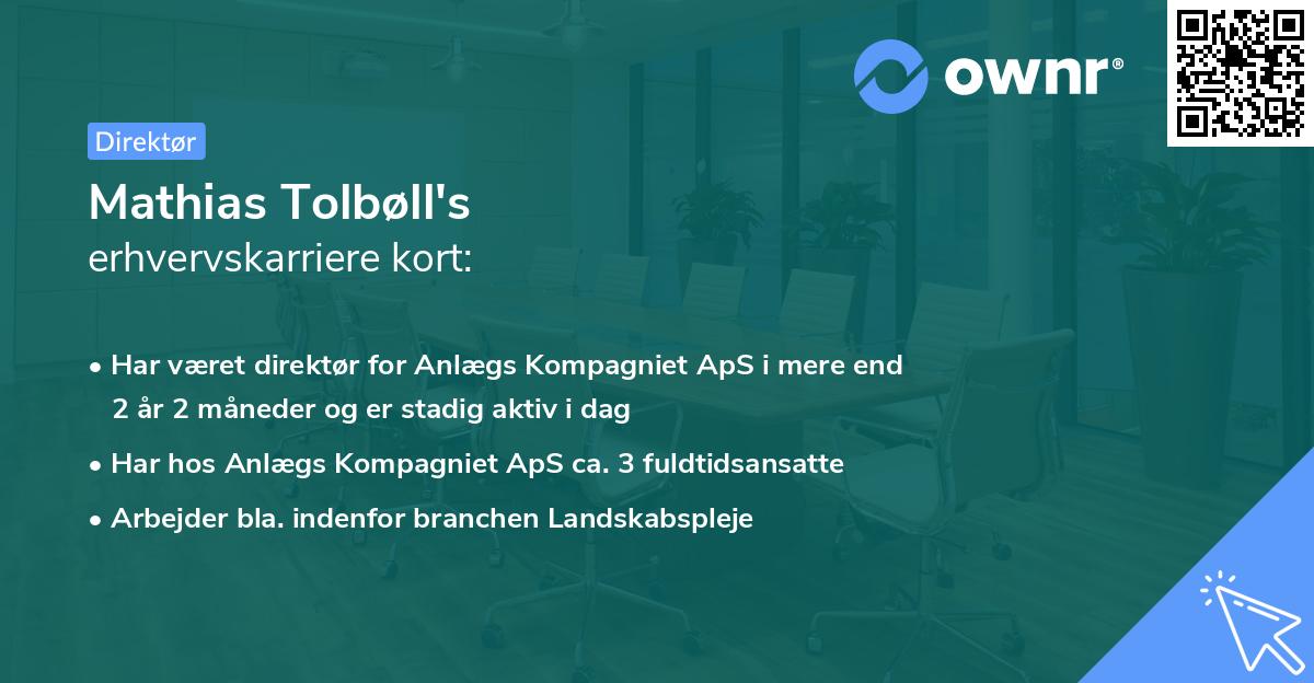 Mathias Tolbøll's erhvervskarriere kort