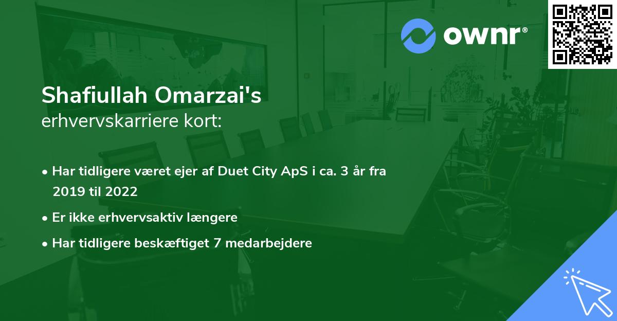 Shafiullah Omarzai's erhvervskarriere kort