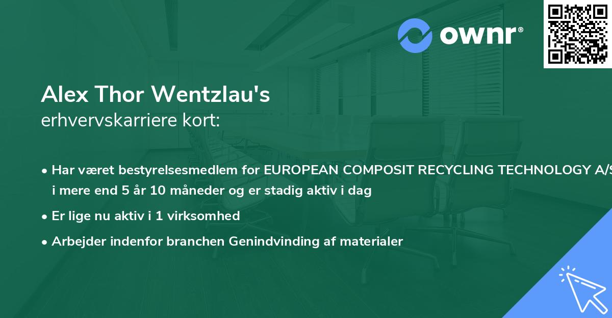 Alex Thor Wentzlau's erhvervskarriere kort
