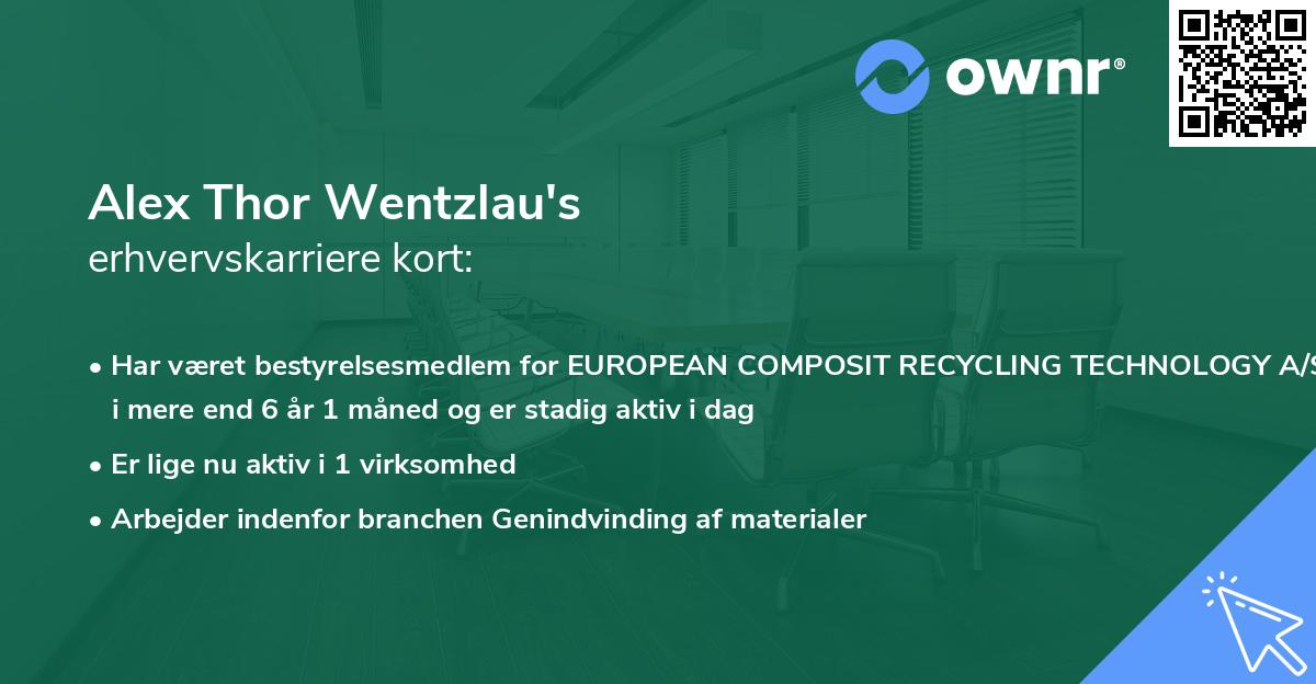 Alex Thor Wentzlau's erhvervskarriere kort