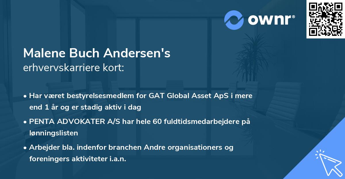 Malene Buch Andersen's erhvervskarriere kort