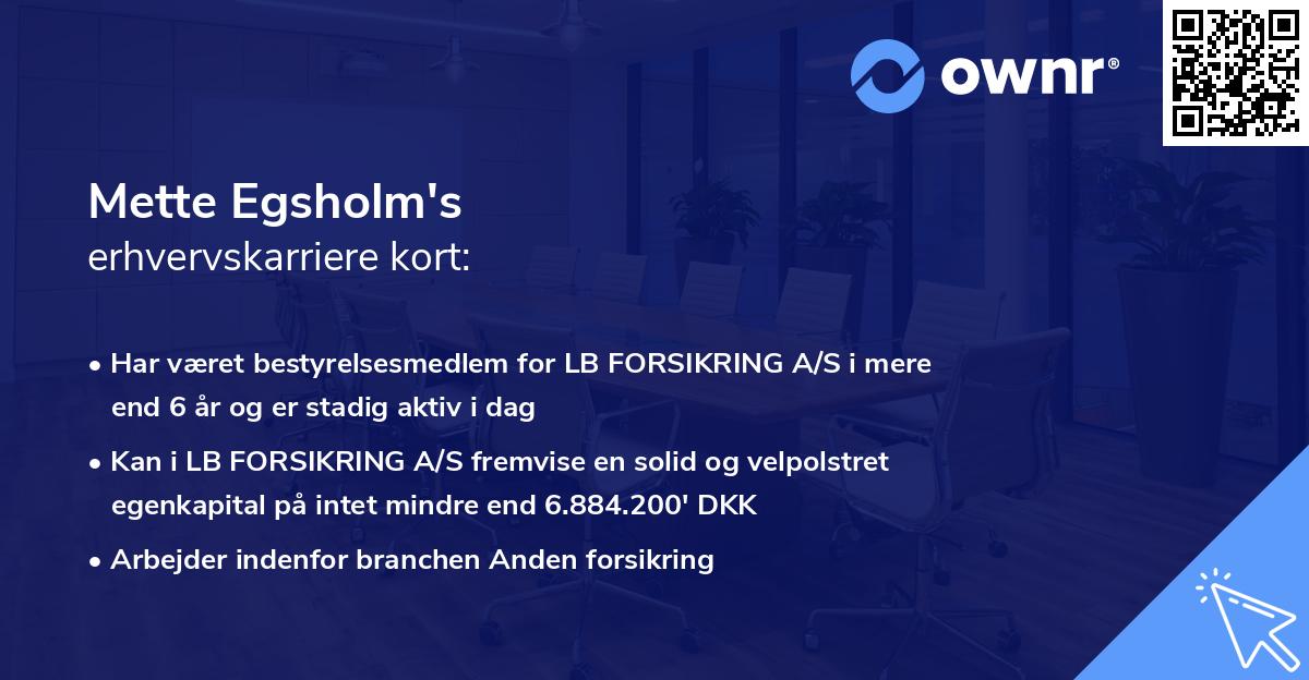Mette Egsholm's erhvervskarriere kort