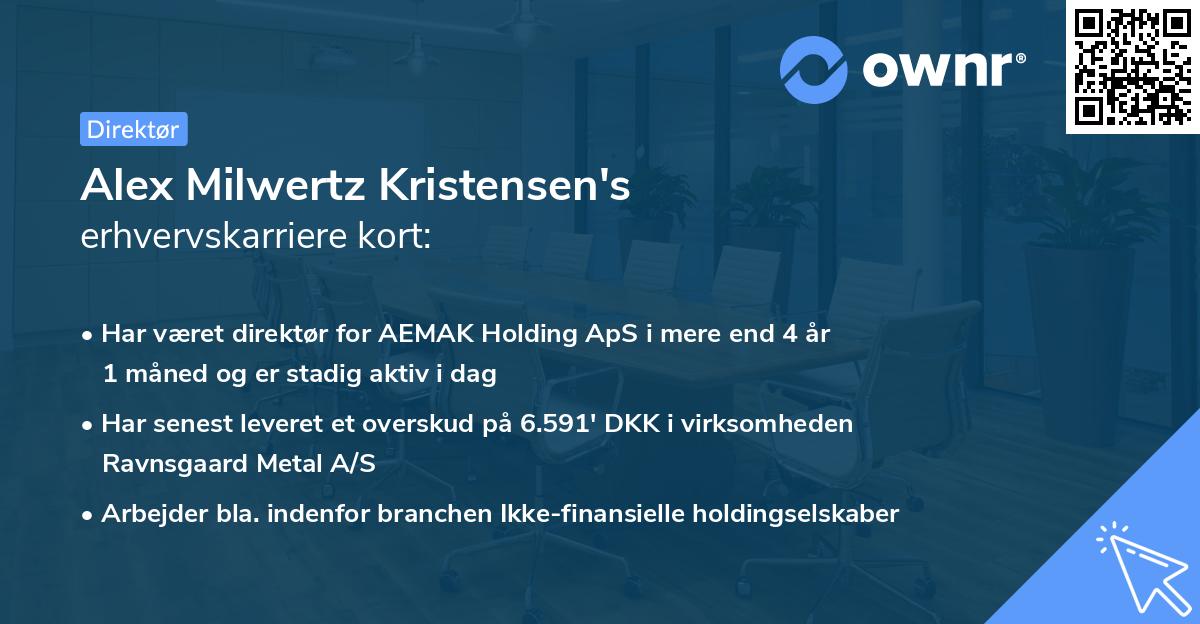 Alex Milwertz Kristensen's erhvervskarriere kort