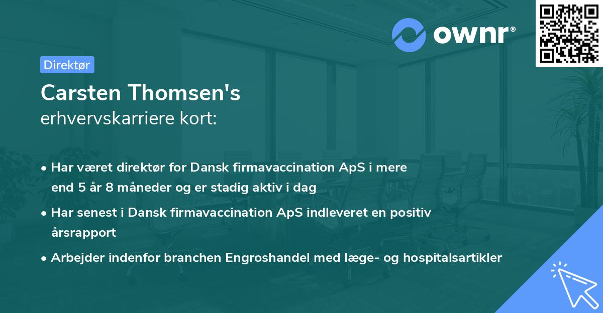 Carsten Thomsen's erhvervskarriere kort