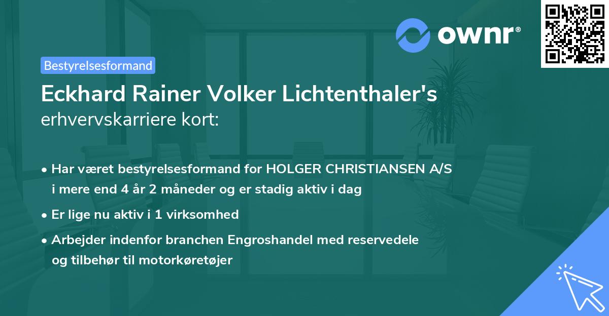 Eckhard Rainer Volker Lichtenthaler's erhvervskarriere kort