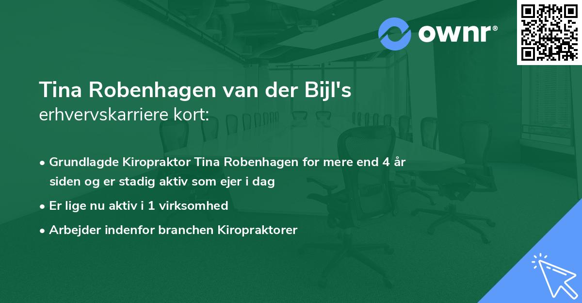 Tina Robenhagen van der Bijl's erhvervskarriere kort