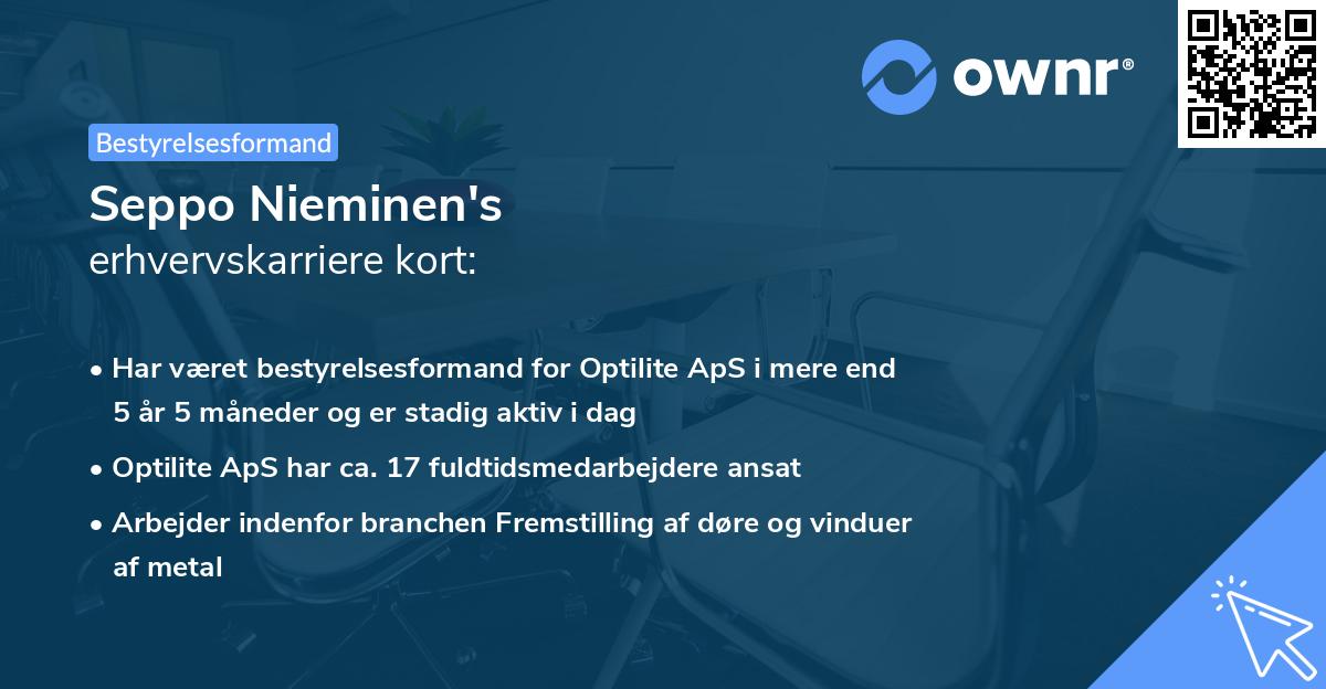 Seppo Nieminen's erhvervskarriere kort