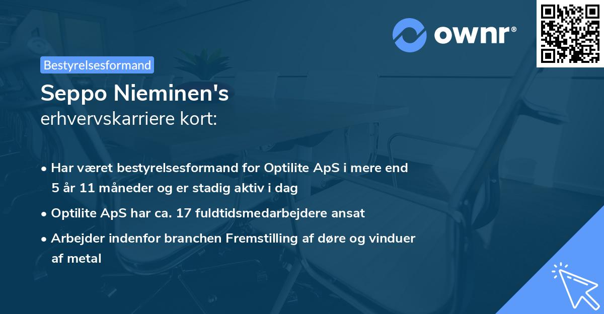 Seppo Nieminen's erhvervskarriere kort