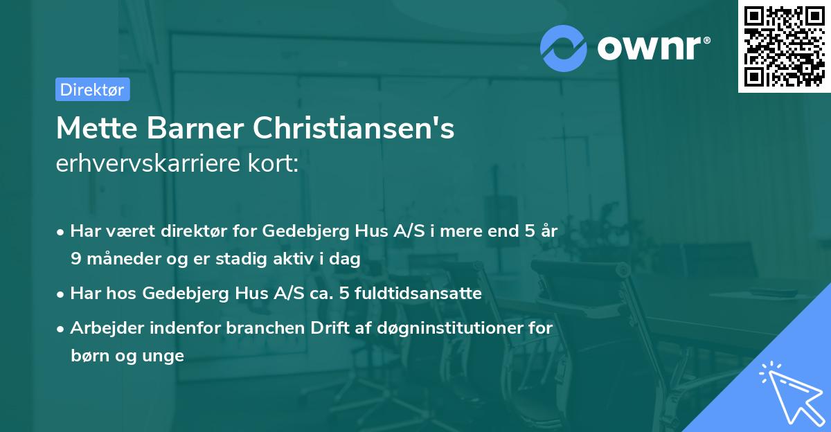 Mette Barner Christiansen's erhvervskarriere kort