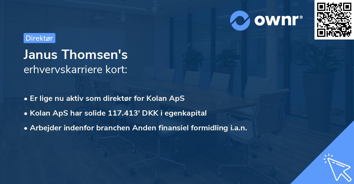 Janus Thomsen's erhvervskarriere kort