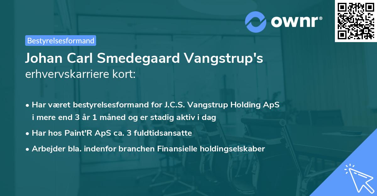 Johan Carl Smedegaard Vangstrup's erhvervskarriere kort
