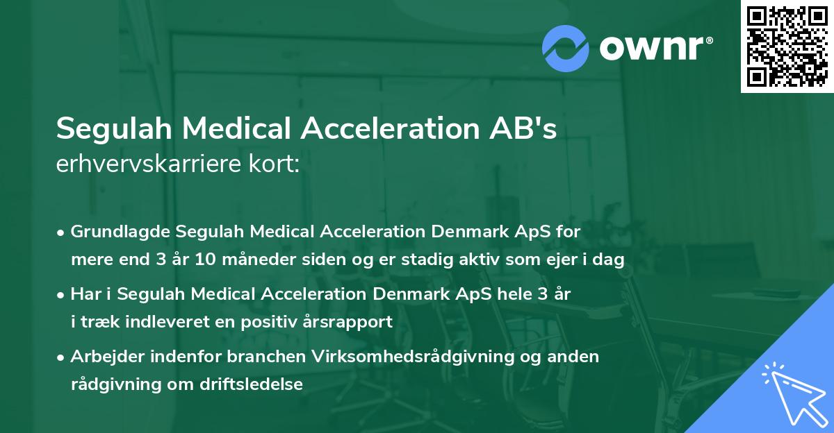 Segulah Medical Acceleration AB's erhvervskarriere kort