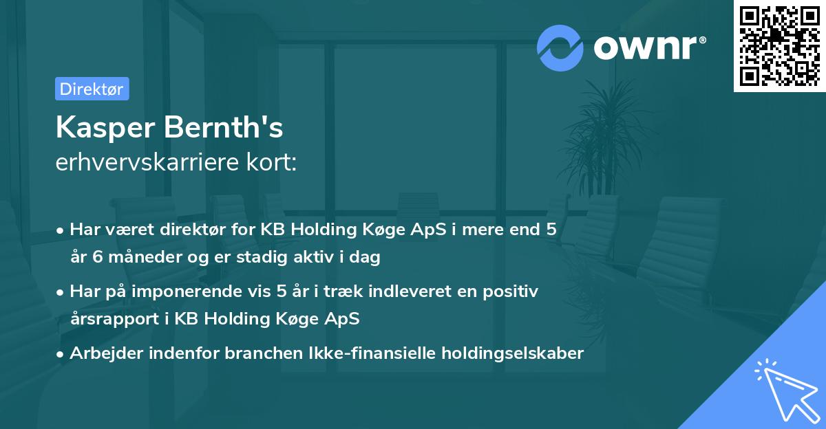 Kasper Bernth's erhvervskarriere kort