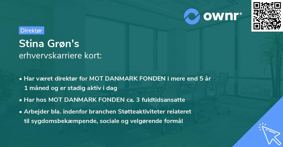 Stina Grøn's erhvervskarriere kort