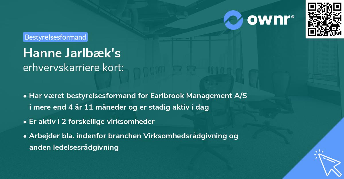 Hanne Jarlbæk's erhvervskarriere kort