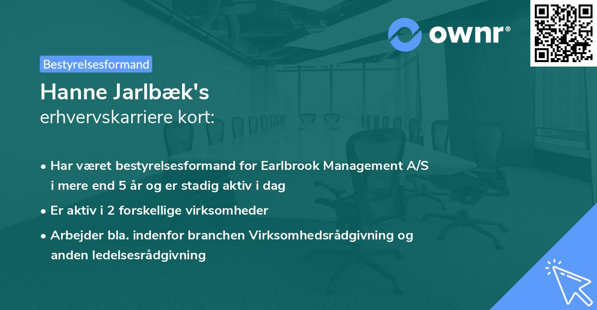 Hanne Jarlbæk's erhvervskarriere kort