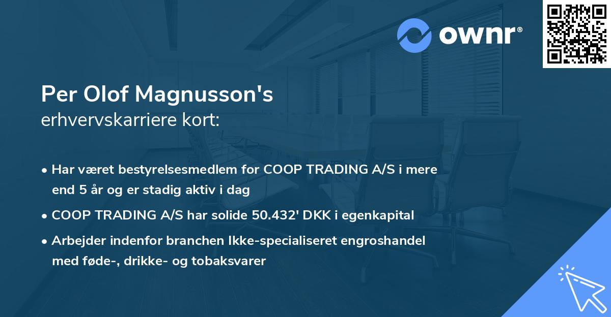 Per Olof Magnusson's erhvervskarriere kort