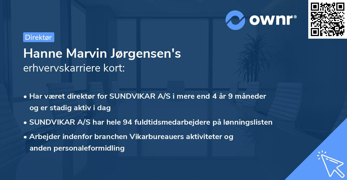 Hanne Marvin Jørgensen's erhvervskarriere kort