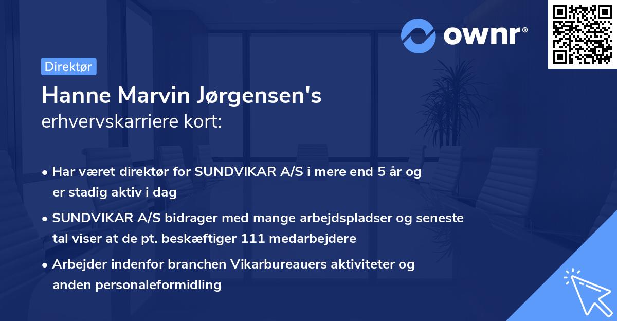 Hanne Marvin Jørgensen's erhvervskarriere kort