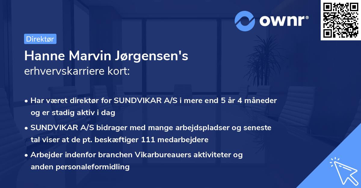 Hanne Marvin Jørgensen's erhvervskarriere kort