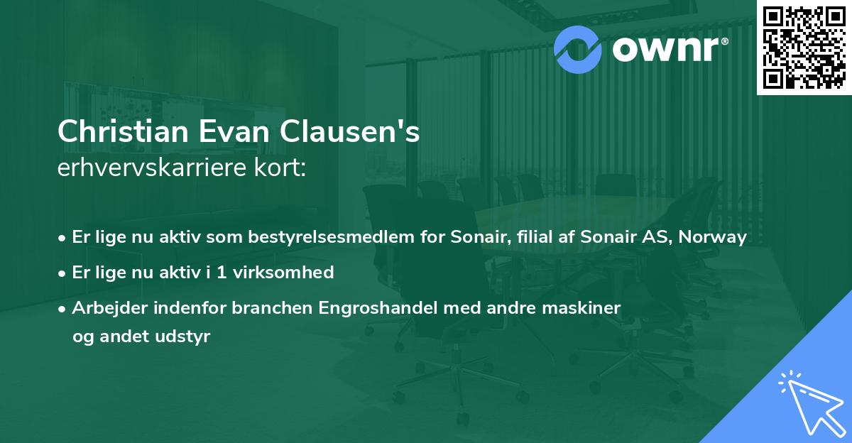 Christian Evan Clausen's erhvervskarriere kort