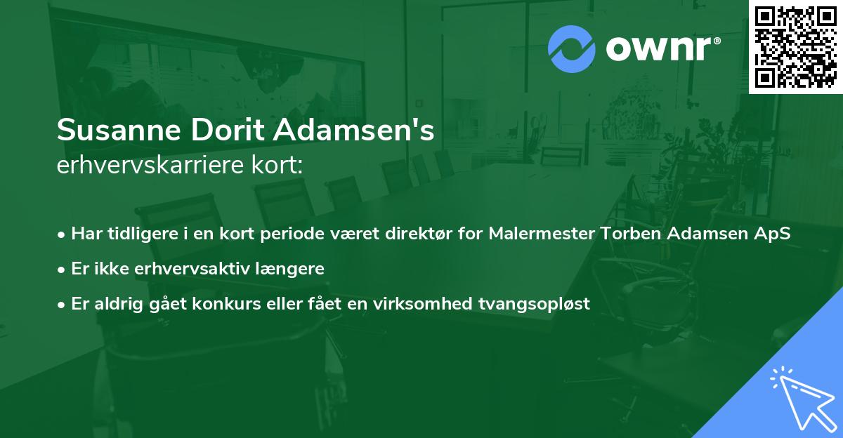 Susanne Dorit Adamsen's erhvervskarriere kort